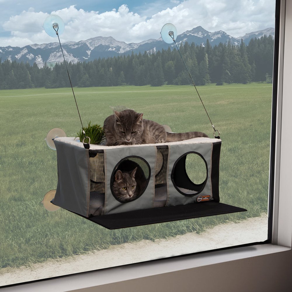 K&H EZ Mount Penthouse Cat Window Perch with Cat Grass Grow Station product photo